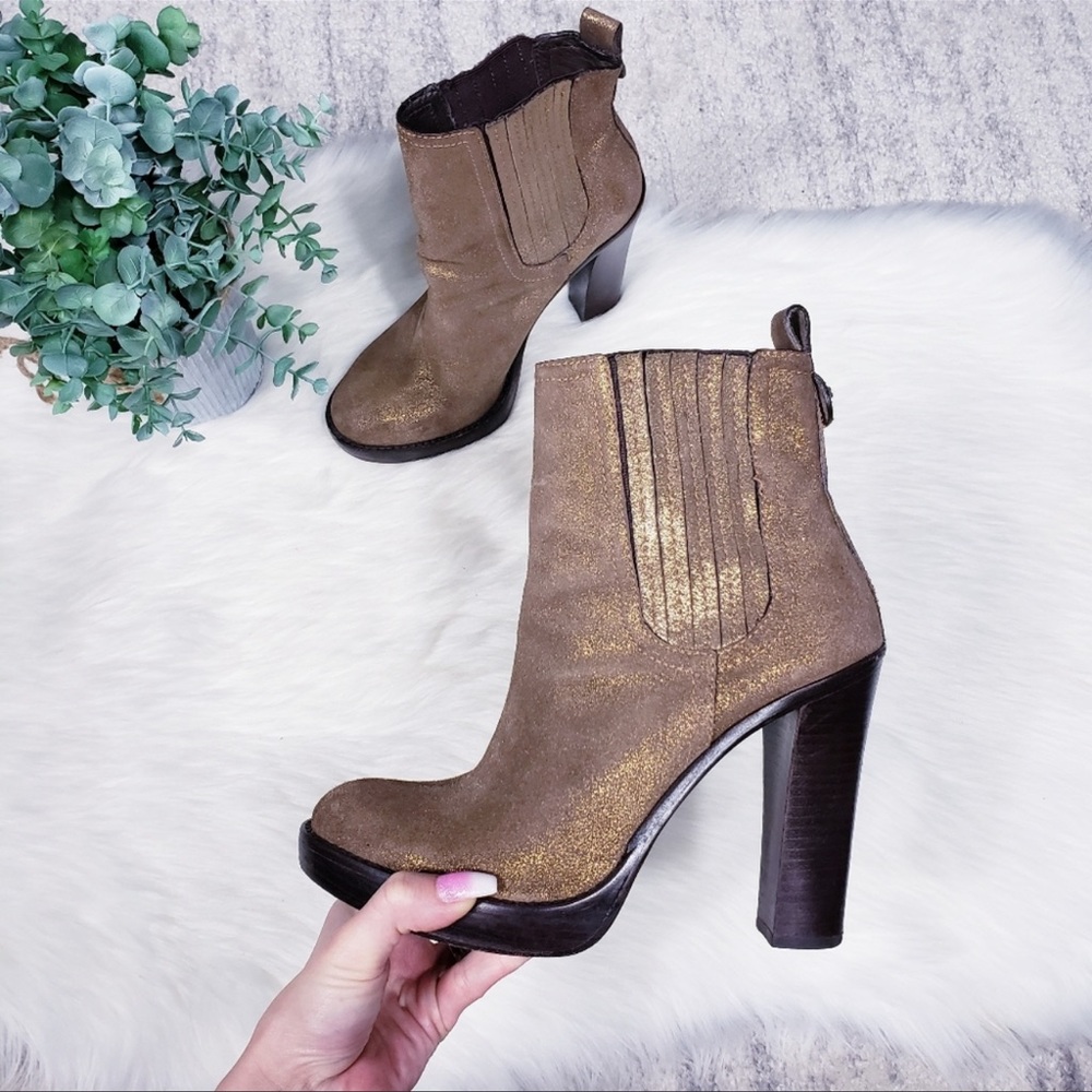 Tory Burch Troy gored metallic ankle boots